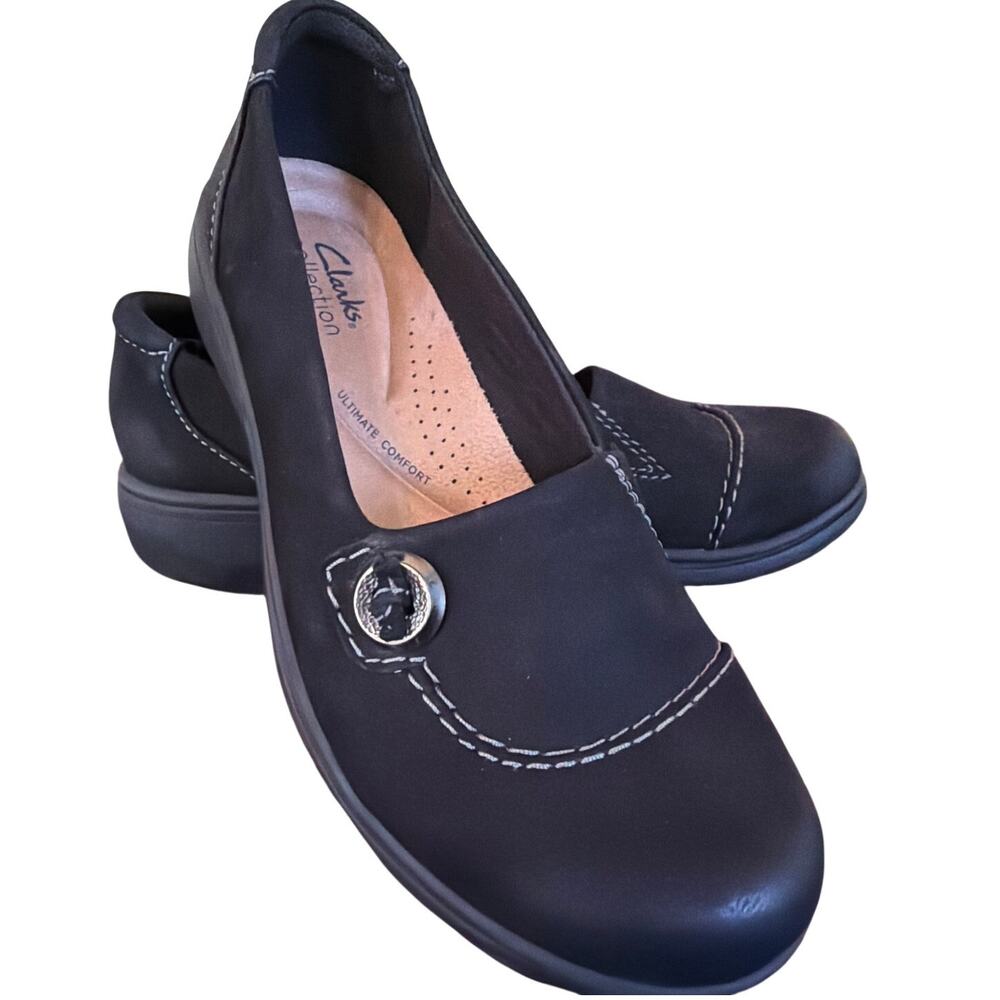 Clarks Carleigh Lulin Slip On Loafers Women's Size 7 Black Comfort Shoe Arch